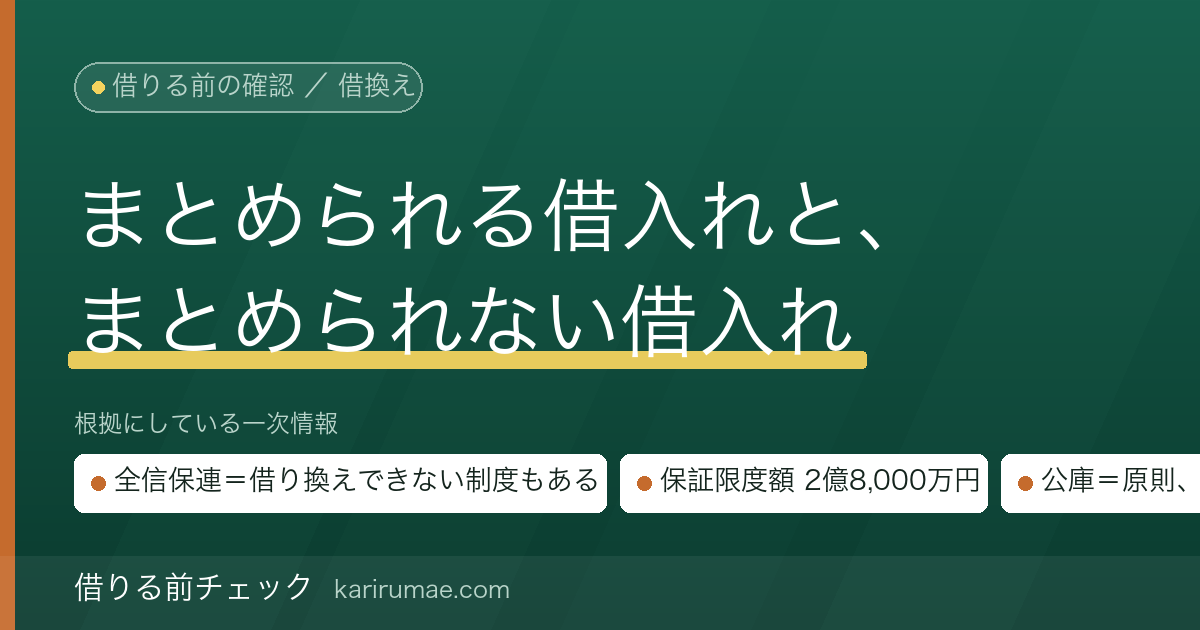 事業資金の借換えを申し込む前に確認すること｜信用保証協会の借換保証と日本政策金融公庫の公表条件を一次情報で確かめる