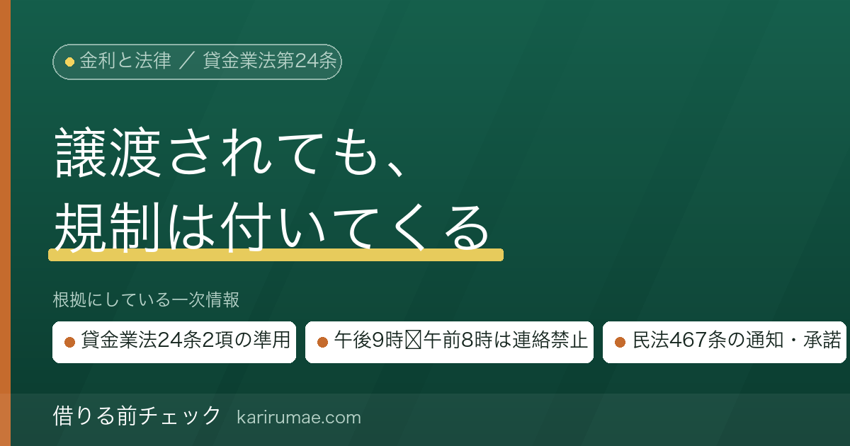 借金の債権譲渡の通知が届いたら｜貸金業法第24条（債権譲渡等の規制）で譲受人に準用される条文と民法第467条の対抗要件