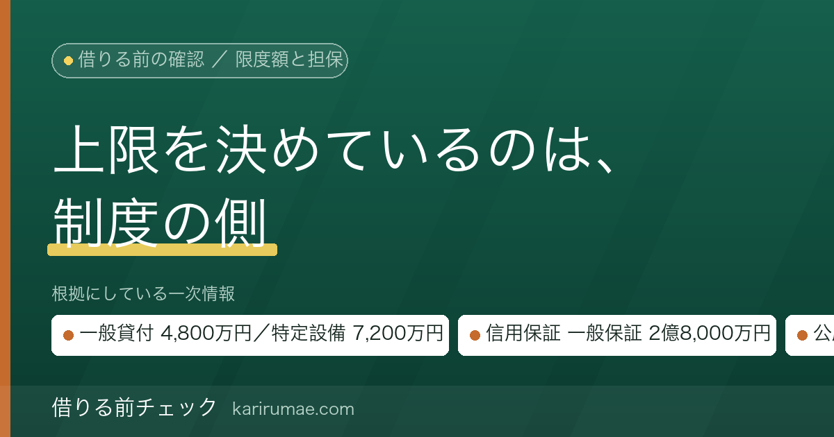 大口の事業資金を借りる前に確認すること｜公表されている限度額と、担保・保証の条件を公庫と信用保証協会の公式情報で確かめる